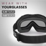 OutdoorMaster OTG Ski Goggles – Over Glasses Ski/Snowboard Goggles for Men, Women & Youth – 100% UV Protection (Black Frame + VLT 10% Grey Lens)