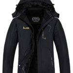 MOERDENG Women’s Waterproof Ski Jacket Warm Winter Snow Coat Mountain Windbreaker Hooded Raincoat, Black, Medium