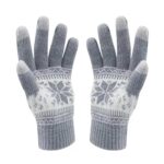 ZJRXM Touch Screen Gloves Snow Flower, Soft Warm Knit Winter Gloves Christmas Gifts Stocking Stuffers for Women and Men