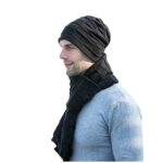 BCDlily Winter Hat Scarf Gloves Set Men Warm Knit Beanies Neck Warmer Gaiter Mitten 3 Set (Black)