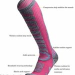 ZBORH Ski Socks Women Men 2 Pairs Pack for Skiing, Snowboarding, Cold Weather, Winter Performance Socks(Pink 2 Pairs)