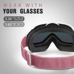 OutdoorMaster OTG Ski Goggles – Over Glasses Ski/Snowboard Goggles for Men, Women & Youth – 100% UV Protection (White Frame + VLT 13.5% Pink Lens with Full REVO Pink)