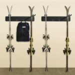 Aking Ace Wall Mount Ski Storage Rack,Garage Snowboard Storage Organizer 8 Pairs Metal Hooks Indoor Outdoor System Organization