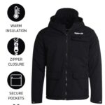 Hurley Men’s Winter Jacket – Warm Sherpa Lined Outdoor Jacket with Multiple Pockets – Men’s Zip Up Hooded Ski Jackets (S-XL), Size X-Large, Black