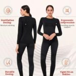 Innvix Thermal Underwear Set Womens?Ski Base Layers Women Set, Quick Dry Thermal Underlayer?Ladies Thermal Clothing & Leggings for Running Skiing Cycling Workout Black