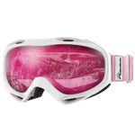 OutdoorMaster OTG Ski Goggles – Over Glasses Ski / Snowboard Goggles for Men, Women & Youth – 100% UV Protection (White Frame + VLT 46% Pink Lens)