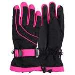 Women’s Thinsulate Lined Waterproof Ski Glove (Black/Hot Pink, Small/Medium)