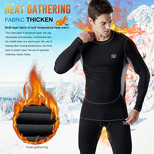 MeetHoo Men's Thermal Underwear Set, Compression Base Layer Sports Long ...