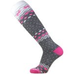 Midweight Ski Socks – Warm Skiing Sock, Snowboard Socks – Merino Wool, Moisture Wicking Winter Socks (S, Grey/Hot Pink)