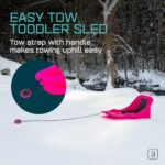 Baby Rider, Toddler Sled – 3-Point Harness, Anti-Slip Seat, Retractable Tow Strap, Durable Plastic, Ideal for 6 Months to 3 Years, Supports Up to 55 lbs, Winter Fun for Little Ones