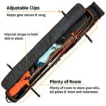 Premium Padded Ski Bag for Air Travel – Single Ski Carry Bags for Cross Country, Downhill, Ski Clothes, Snow Gear, Poles and Accessories for Ski Carrier Travel Luggage Bag – For Men and Women