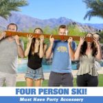 GoPong Das Shotten Ski – Rustic Wood 4 Person Drinking Ski with 50 Plastic Shot Glasses