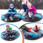Snow Tube, CAMULAND 47-Inch Snow Tubes for Sledding Heavy Duty, Inflatable Snow Sled for Kids Adults Towable Toboggan with Sledge Rope Oxford Cloth Snowflake Winter Outdoor Sports, Blue