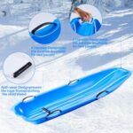 PatFine Toboggan Snow Sled for Adults, 48in Plastic Sleds with Pull Rope and 4 Handles, Outdoor Plastic Snow Sled for Kids and Adults