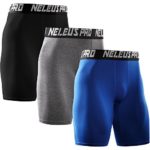 Neleus Men’s 3 Pack Athletic Compression Short,6028,Black,Grey,Blue,US XL,EU 2XL