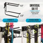 Ski Rack Wall Mount, Secure Non-Slip Ski Holders for Wall, Holds Up to 8 Pairs, Steel Snowboard Wall Mount Rack, Space-Saving Ski Hangers, Garage Organization, Ski Storage Rack for Garage and Home