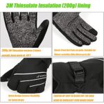 MOREOK Waterproof & Windproof -30°F Winter Gloves for Men/Women, 3M Thinsulate Thermal Gloves Touch Screen Warm Gloves for Skiing,Cycling,Motorcycle,Running-Black-S