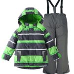 M2C Boys Thicken Warm Hooded Striped Ski Snowsuit Jacket & Pants 3T Green