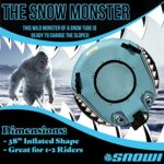 SNOWI – Snow Monster Inflatable Snow Tube – Heavy Duty Hard Bottom Snowtube for Max Speed & Durability Large Commercial Grade Towable Snow Sleds for Kids and Adults