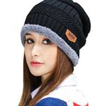 HINDAWI Womens Slouchy Beanie Winter Hat Knit Warm Snow Ski Skull Cap (Black)