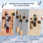 4 Pack Snowboard, Ski, and Skateboard Wall Mount Rack – Multi-Purpose Garage Wall Storage Holder | Space-Saving Clamp Organizer for Skate Decks, Hockey Sticks, Ski Poles, Shovels, and More-Orange