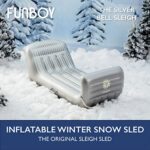 FUNBOY Inflatable Sleigh – Two Person Capacity Winter Snow Sled with Handles, Pull Rope, Rubber Base Tracks, Silver, Single