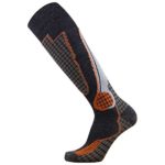 High Performance Wool Ski Socks – Outdoor Wool Skiing Socks, Snowboard Socks (Black/Grey/Orange, Large)