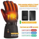 Heated Gloves,Winter Gloves for Men and Women with 2Pcs 2600mAh Battery, Waterproof Thermal Warm Gloves for Cold Weather with Auto Sensor Switch for Skiing, Hunting, Workout, Running, Cycling