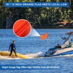 MUMUBOAT Orange Boat Flag Water Ski Flag 48 Inch, 12” x 18” Boat Safety Flag Skier Down Flag, 3 Sections Floating Boat Flags with Pole, Ideal for Tubing, Wakeboarding, Watersports