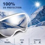 Innerking Ski Goggles OTG – Over Glasses Snow/Snowboard Sports Goggles Anti Fog for Adult, Youth, Men & Women – White Frame Grey Lens Vlt10%